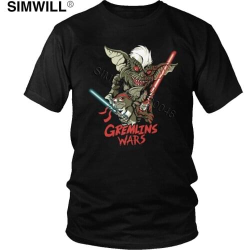 Funny Gremlins Tshirt Vintage Graphic Pure Cotton Tee Mens Short Sleeves Horror 80s Movie Mogwai Monster Retro Sci Fi T-Shirts