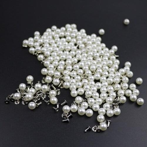 200PC 6MM Imitation Pearl Rivets DIY Garment Accessories Pearl Rivet Spikes For Cloth Hat Bag Crafts Decor Rivets and Pearls Set