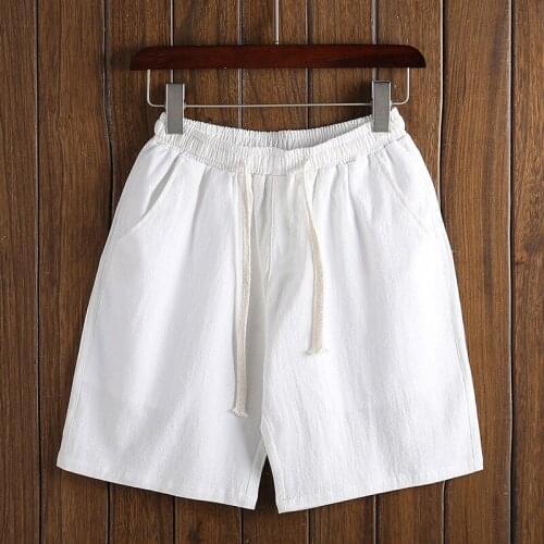 Plus size M-7XL Summer Men Pants Elastic waist cotton linen Shorts Casual Hawaiian Beach Male Sport Joggers Half Trousers