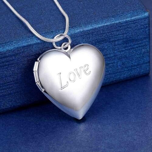 925 Sterling Silver romantic LOVE Heart photo frame Pendant Necklace for woman Fashion noble Jewelry Wedding party Gifts