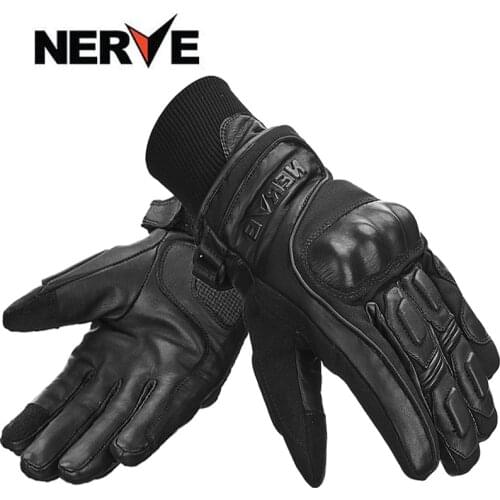 NERVE Winter Warm Waterproof Motorcycle Gloves Windproof Locomotive riding knight protection Motorbike glove of Cowhide Leather