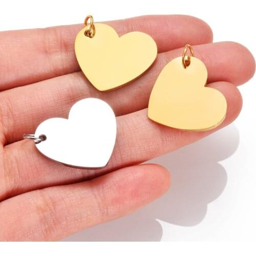 10pcs 20x23mm Stainless Steel Heart Pendant Charms fit DIY Bracelets Necklaces Handmade Finding Jewelry Accessories