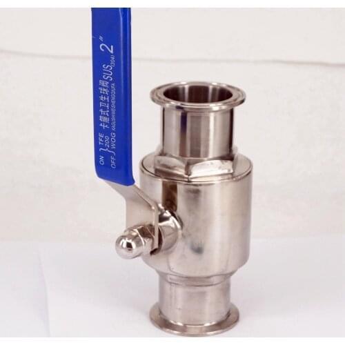 2" 51mm 304 Stainless Steel Sanitary Ball Valve Tri Clamp Ferrule Type with Handle Ball Valve