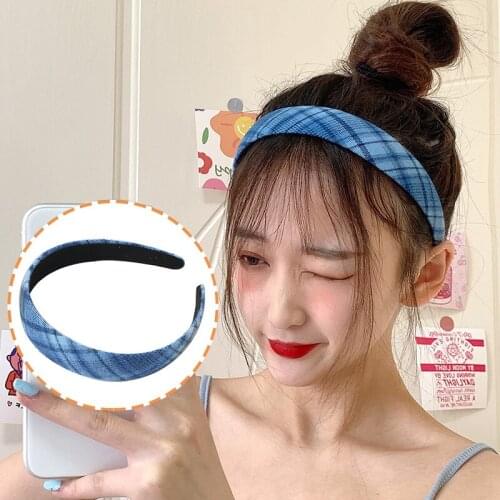 2Pcs/Sets Vintage Plaid Headbands Sweet Girls Elegant Hairband Elastic Hair Rope Simple Wide Head Hoop Fashion Hair Accessories