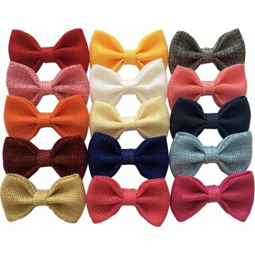 3" Burlap Fabric Bows With Clips Baby Hair Bows Clips Girls Kids Bow Hair Clips 2pcs/lot Free Shipping