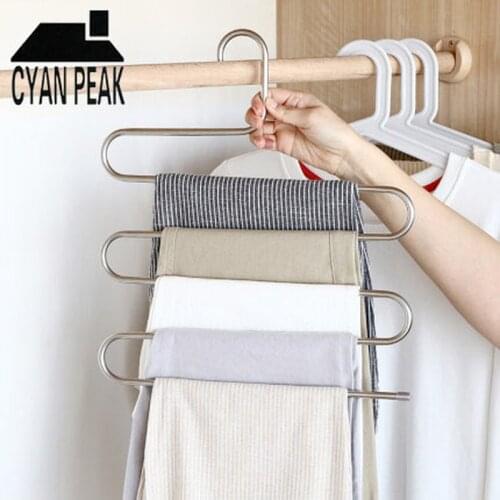 3pc/set 5 Layers MultiFunctional Pants Hanger Rack Trousers Rack Storage Hangers Cloth Rack Wardrobe Clothes Hanger Organizer