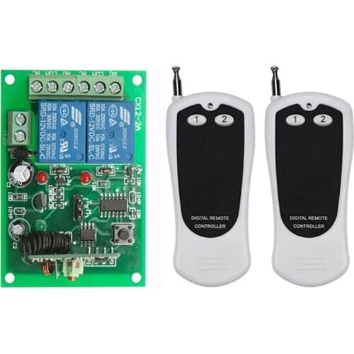 433Mhz Wireless RF Remote Control Light Switch 10A Relay Output Radio DC 12V 24V 2CH Radio Receiver Module +Remote controller