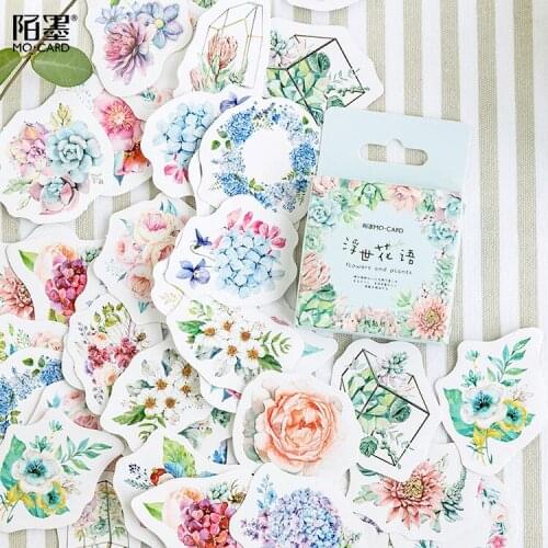 46pcs/pack Cute Flower Posters Mini Paper Sticker Decoration Diary Scrapbooking Label Sticker Stationery