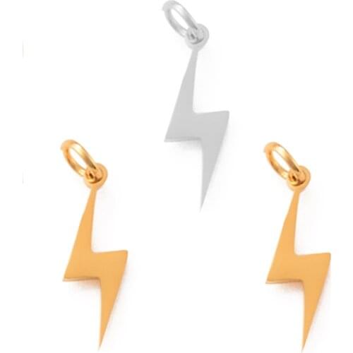 5Pcs/Lot Stainless Steel 7*17mm Lightning Charms Pendant For DIY Jewelry Necklace Bracelet Making Finding