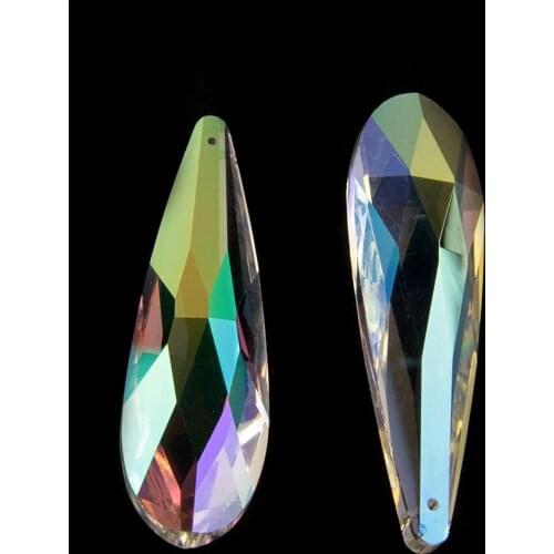 50pcs/lot 76mm AB Colorful Crystal Glass chandelier Pendants, Gorgeous Crystal Glass Prisms Glass Teardrop For Home Decoration