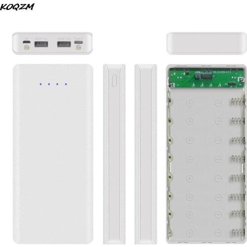 8x18650 Flashlight Battery Charger Box Power Bank Holder DIY Shell Case Dual USB 18650 Battery Shell Storage Organize