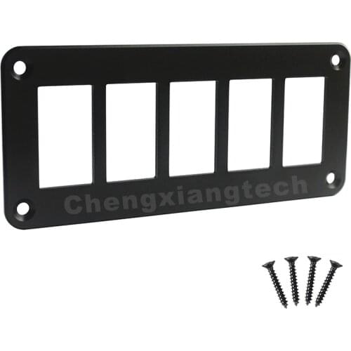 Aluminum 5 Way Gang Car Boat Truck Rocker Toggle Switch Housing Mount Holder Bracket Panel + 4 Screws