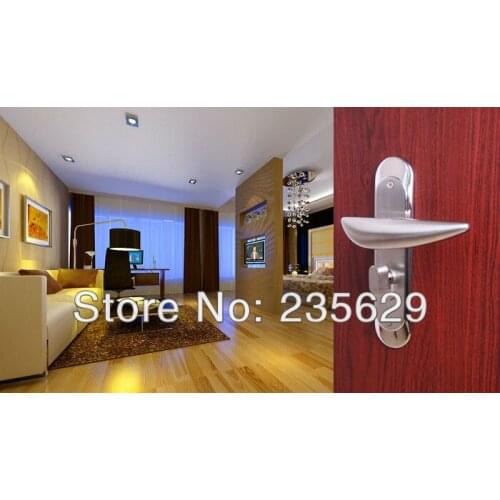 Free Shipping, Bedroom / Entrance Door Lock, brushed stainless steel, Stainless Steel Handle, Brass cylinder