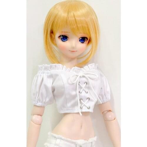 BJD Doll Clothes off-Shoulder Top Lace-up Short T-shirt Sexy Shirt White Pink Black Suitable for 1/3 1/4 DDL MDD MSD Custom