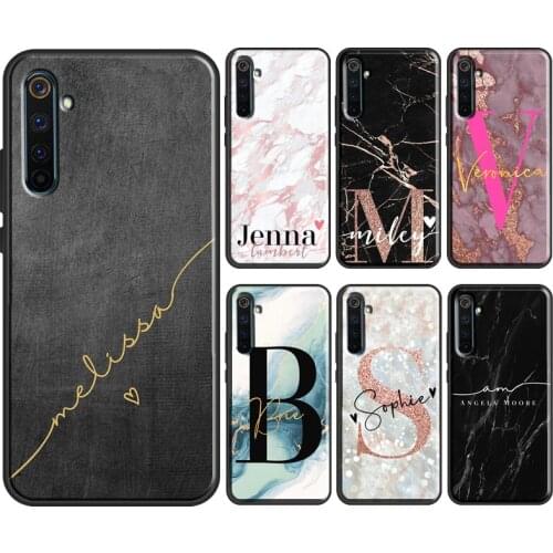 PERSONALISED initials name Rose Gold Case For OPPO Realme 8 Pro 6 7 Q3 Pro GT Neo C21 C11 C3 Cover For OnePlus 8T 8 9 Pro Nord