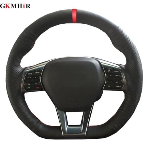 Black Car Steering Wheel Cover Volant Braid Artificial Leather For Hyundai Sonata 9 2015 2016 2017 2018 2019 (3-Spoke)