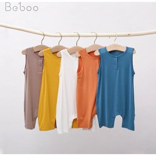 Baby Romper 2021 Summer New Unisex Jumpsuit Girls Solid Color Modal Climbing Clothing One Piece Babies Clothes 0-24m Boys Infant