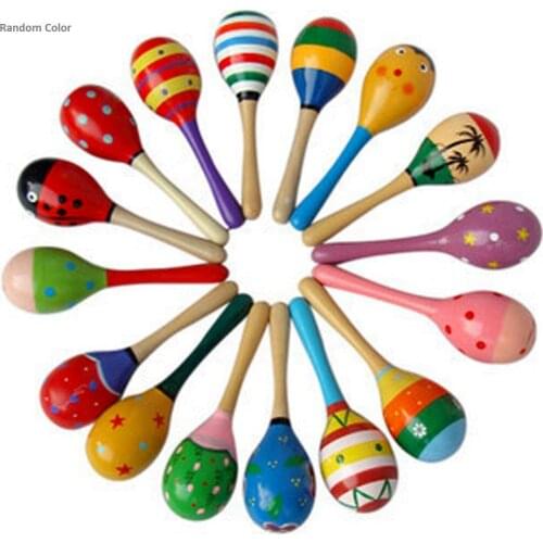 Kid Child Infant Sand Hammer Mini Wooden Ball Noise maker Children toys Early Education Tool Musical Instrument Drop Ship