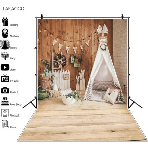 Laeacco Easter Backdrops Photography Tent Chick Eggs Party Baby Newborn Toys Wood Floor Portrait Photo Backdrop For Photo Studio