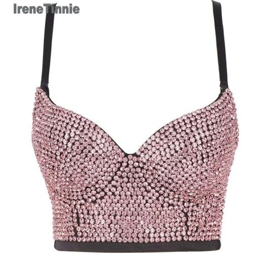 Irene Tinnie Bright Diamonds Bustier Push Up Night Club Bralette Womens Bra Cropped Top Vest Corset Plus Size