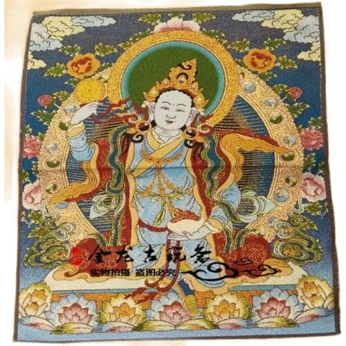 China Old Tibet Silk Thangka Like Hanging Painting Fengshui Tibetan Buddha Guanyin Portrait