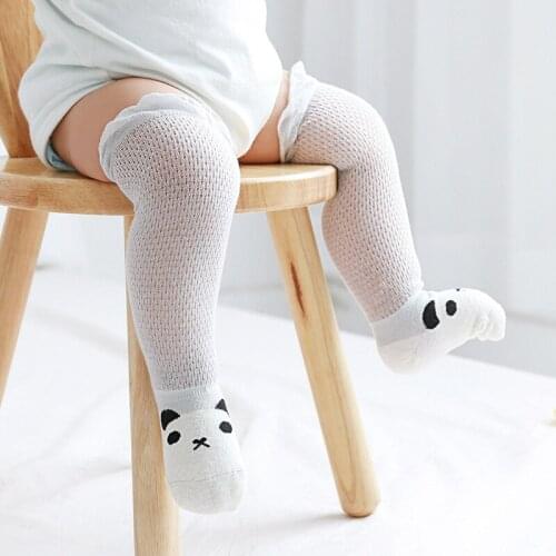 12pair/lot Summer Thin Cotton Mesh Breathable Cartoon Anti-mosquito Baby Knee High Socks Newborn Kids Boy Girls Knee High Socks