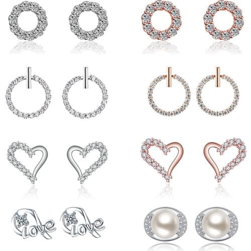 Hot Selling Sterling Silver Personalized LOVE and Zircon Earrings Female Model Suitable For Valentines Day Gifts