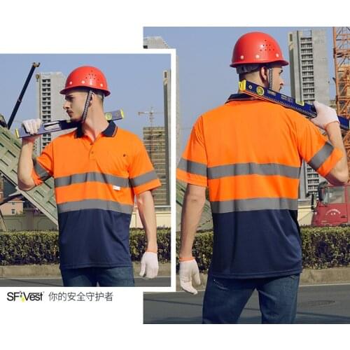 Can customize logo from 5pcs; high visibility reflective safety T-shirt; reflective polo shirt; safety short sleeve shirt fv32