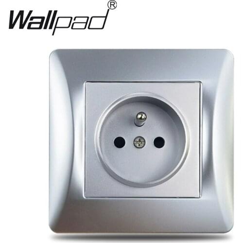 Silver EU French Wall Socket Wallpad Silver Plastic Panel 16A French Poland Belgium Electrical Power Socket Outlet for EU Box