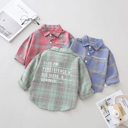 New 2019 Boys Girls Shirts Casual Camisa Masculina Girls Blouses Children Kids Cotton Clothes Baby Boy Plaid Long Sleeve Shirt