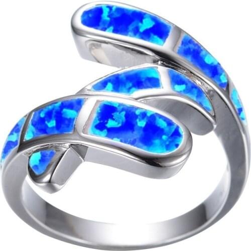 Fashion Jewelry Geometry Faux Opal Lady Engagement Wedding Ring Glamour Accessories for Girls Party