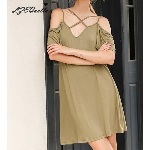 LZEQuella Solid Casual Short Mini Dress Ladies 2021 Summer Sexy Backless A Line Shirt Dresses Party Vestidos NZ3013