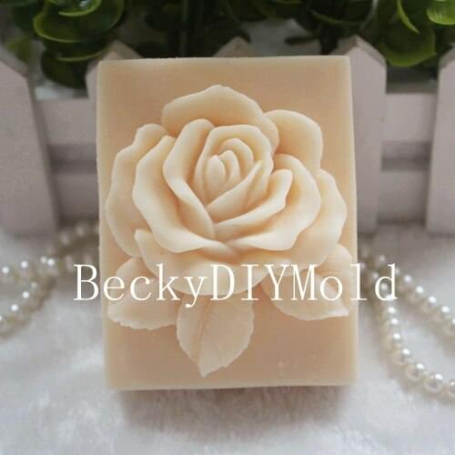 Wholesale!!1pcs Square Single Rose (zx18) Silicone Handmade Soap Mold Crafts DIY Mould