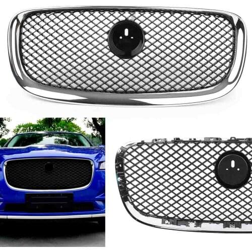 For Jaguar XF XFR X250 2012 2013 2014 2015 Car Front Racking Grille Upper Mesh Grille ABS Black Chrome with Emblem