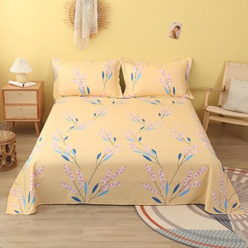 Bonenjoy 1 pc 100% Cotton Bedding Sheet Double/Queen/King Size Floral Pattern Flat Sheets And Pillow Covers For Adult Bed Linen