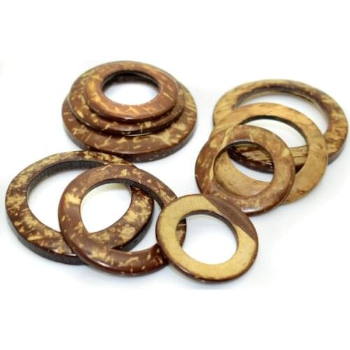 Wholesale 30mm / 38mm / 44mm Natural Coconut Shell Circle Ring Connection Bags Belt Buckles DIY