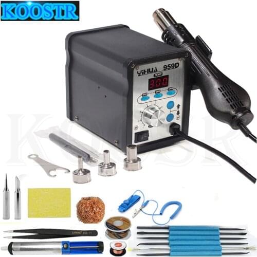 2 in 1 Desoldering Repair Rework Station 959D with hot air gun 3 Nozzles Digital Soldering Station Desoldering Iron Tool 959D