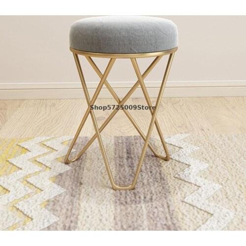 Iron art makeup stool light luxury dressing chair ins Nordic modern minimalist small round stool fitting room bedroom creative