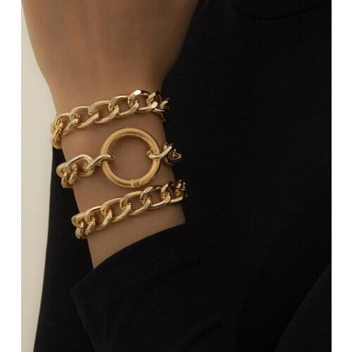 Vintage Cuban Curb Chunky Chain Bracelets for Women Boho Aluminum Chain Bracelet Set 2021 Charms Fashion Couple Punk Jewelry