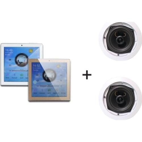 2 CH 25W Android Bluetooth WIFI Home Audio PA Background Music System Wall Mounted Amplifier with 2 Pcs Coaxial Ceiling Speakers
