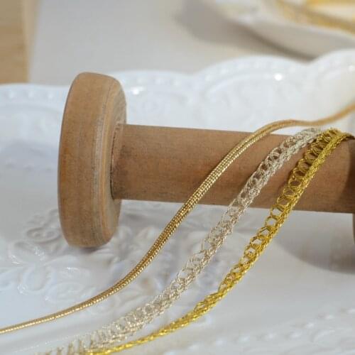 2 Meters Gold Lace Trim Ribbon High Quality Lace Fabric Sewing Braided Lace Wedding Craft DIY Clothes Accessories Decor