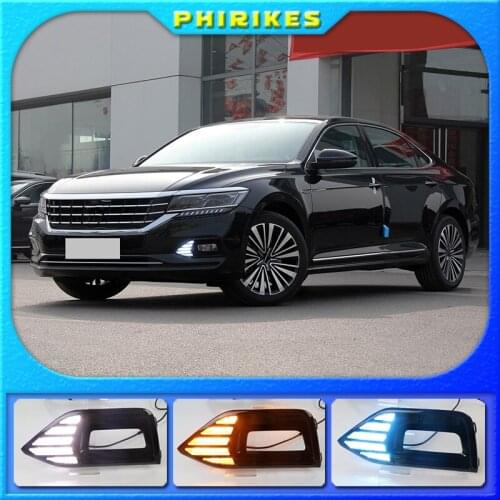 2Pcs Car LED DRL Daytime Running Light For Volkswagen VW Passat 2018 2019 Fog Lamp