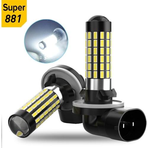2X 881 880 H1 H3 LED Bulb Car Fog Light with HD Projector Super Bright Daytime Running Light DRL Auto Lmap 12V 1200lm 6000K