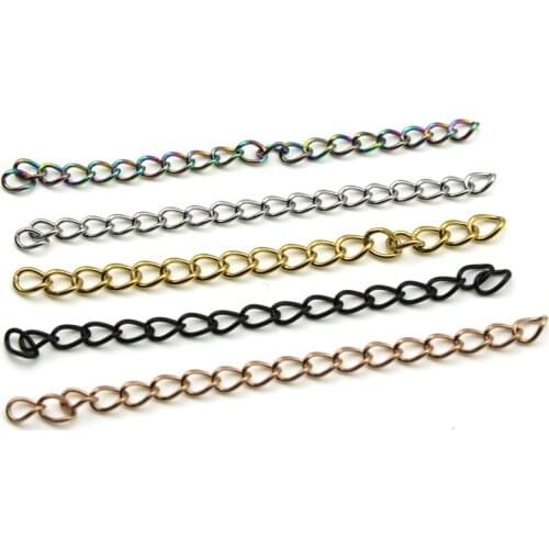 30pcs 3x4mm Stainless Steel Bracelet Extension Tail Chain Bulk Gold Necklace Extender Chains Connector for DIY Jewelry Making