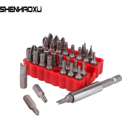 33pcs Security Tamper Proof Bit Spanner Tri Wing Torx Hex Star Spanner Screwdrive Magnetic Bit Holder Screw Driver Bits