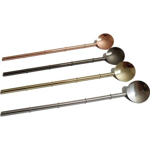 4PCS Stainless Steel Bamboo Shape Spoon Straws , Drinking Straws Drinking Metal Straws