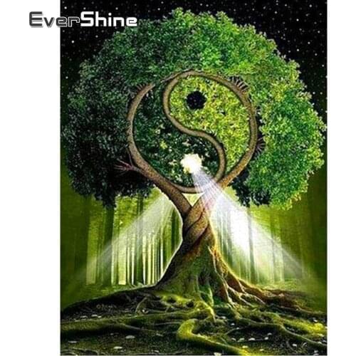 EverShine DIY 5D Diamond Mosaic Full Layout Tree Diamond Painting Rhinestones Cross Stitch Diamond Embroidery Full Set Scenery