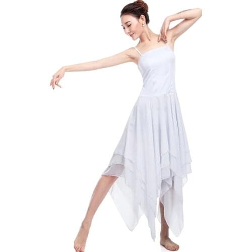 White Dance Leotards For Adults Ballet Tutu Skirt Elegant Lyrical Modern Dance Contemporary Costumes Long Ballerina Costume Girl