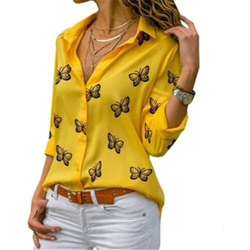 Fashion Butterfly Print Casual Blouse Long Sleeve Elegant Women Tops Single Row Button Streetwear Ladies Black White Shirt