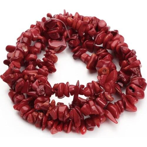 1 Strand/Lot Red Coral Natural Stone Beads 5-8mm Irregular Gravel Spacer For DIY Necklace Jewelry Findings